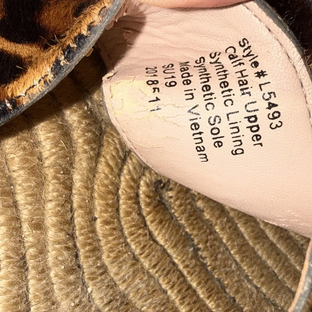 J. Crew Calf Hair Leopard Animal Print Flat Slide Espadrille Sandals Women's 9.5